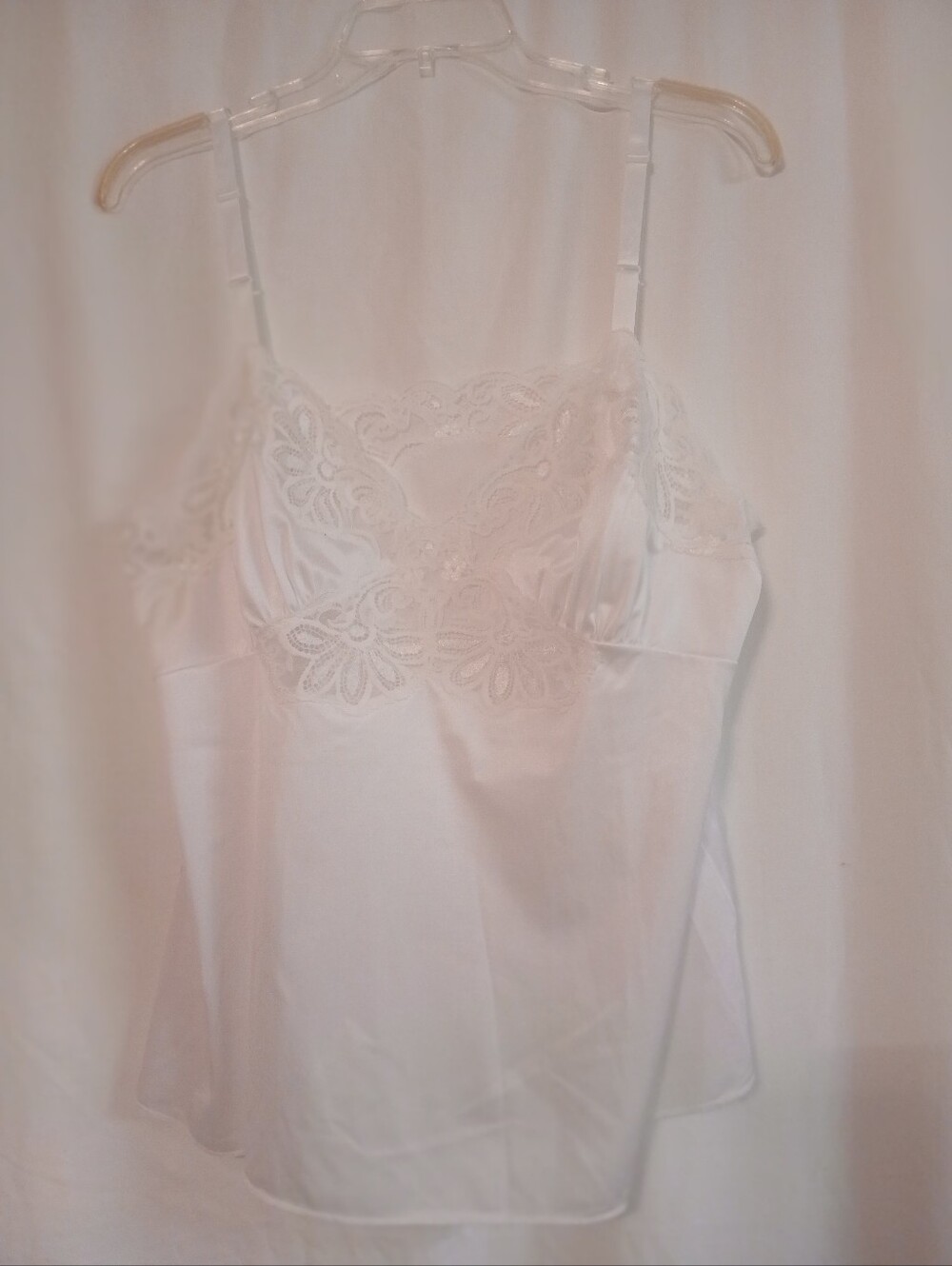NWOT Vintage Shadowline white camisole, size 38, lace trimmed
